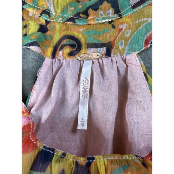 FREE PEOPLE Strawberry Tank Meadow Combo Flowy Lined Bohemian Tank sz L - Picture 8 of 10